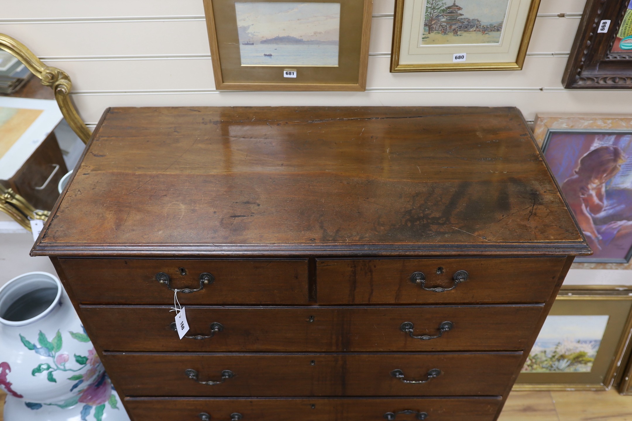 A tall George III mahogany chest, width 110cm, depth 52cm, height 130cm